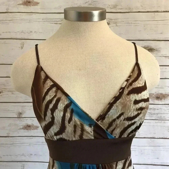 PRETTY YOUNG THING Women Spaghetti Strap Full Length Animal Print Dress Medium - Picture 2 of 11